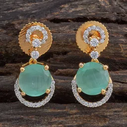 Kushal's Fashion Jewellery Rhodium Plated Zircon Studded Circular Drop Earrings-picture-10