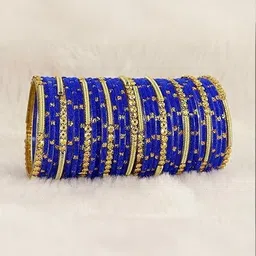 Raj world Blue Glass Artificial Stones Bangle image 2
