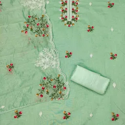 KIMISHA Floral Embroidered Unstitched Dress Material image 2