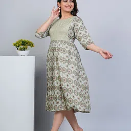 HETSA Women Floral Printed Thread Work Floral Maternity Anarkali Kurta image 2