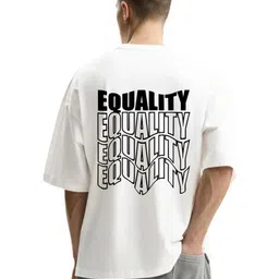 Fashnobic Typography Printed Drop-Shoulder Sleeves Round Neck Cotton Oversized T-shirt image 3