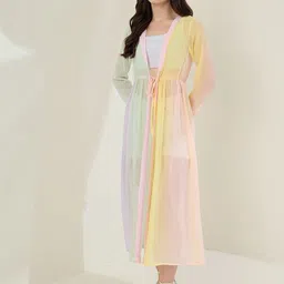 StyleStone Colourblocked Longline Tie-Up Shrug image 4