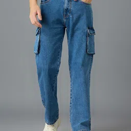 HangerLoop Men Pure Cotton Straight Fit Light Fade Cargo Jeans-picture-55