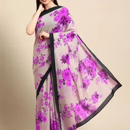 BUTA BUTI Solid Floral Printed Pure Cotton Saree-image-69