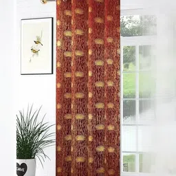 GEET CREATIONS Maroon & Gold-Toned Floral Window Curtain-picture-28
