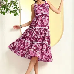 CORSICA Floral Printed Square Neck A-Line Midi Dress-picture-30
