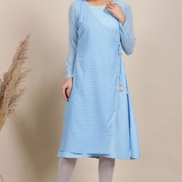 AURELIA Geometric Printed Round Neck Angrakha Kurta With Leggings-picture-30