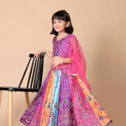 BAESD Girls Printed Tie and Dye Ready to Wear Lehenga & Blouse With Dupatta image 2
