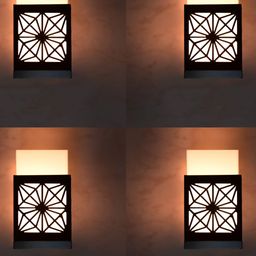 Gojeeva Black & White 4 Pieces Textured Contemporary Wooden Rectangle Shaped Wall Lamp-picture-6