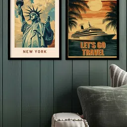 Kotart Black & Orange 2 Piece Wood Abstract Wall Paintings image 4