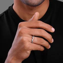 GIVA Men 925 Silver Rhodium-Plated Classic V Adjustable Finger Ring image 2