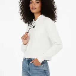 glitchez Fleece Hooded Boxy Crop Sweatshirt-image-75