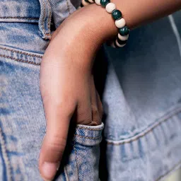 Astrotalk Unisex Green Jade Tulsi Elasticated Bracelet-picture-40