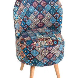 Shadowkart Blue & Brown Printed Wooden Pouffes Ottoman image 4