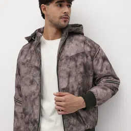The Roadster Life Co. Camouflage Printed Padded Bomber Jacket with Detachable Hood image 1