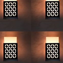 Gojeeva Black 4 Pieces Wood Square Shaped Textured Contemporary Wall Lamp-picture-43