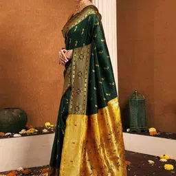 SANISA Woven Design Zari Silk Blend Handloom Saree image 3