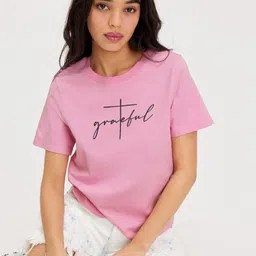 BOMBAE TEES Women Printed Extended Sleeves Bio Finish Pockets T-shirt image 1