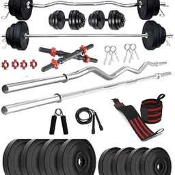 baptizo PVC weight with dumbbell rod and bend + straight rod with accessories Red, Black Weight Plate-picture-28