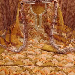 MANVAA Embellished Organza Unstitched Dress Material image 3