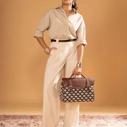 zouk Women Black, White Satchel image 1