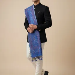 MUFFLY Men Woven Design Stole With Tasselled Border image 5