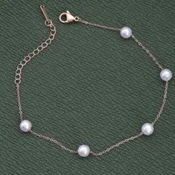 V FASHION JEWELLERY Women Pearls Silver-Plated Link Bracelet-image-33