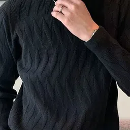 StyleCast Men Geometric Self Design Long Sleeve Pullover Sweater image 2