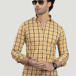 ALMATY Men Comfort Slim Fit Tartan Checks Opaque Checked Casual Shirt-image-97