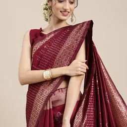 Anouk Rustic Woven Design Zari Silk Blend Banarasi Saree image 2