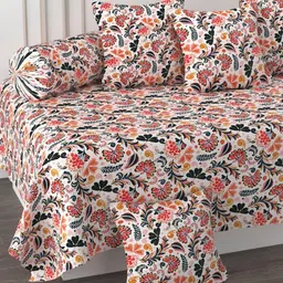 HIYANSHI HOME FURNISHING Single Bedsheet With Cushion Covers & Bolster Covers Diwan Set image 3