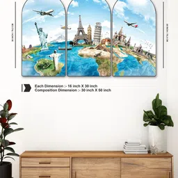 Myntra Elegant Homes Multicoloured Set of 3 Piece MDF Other Wall Paintings image 3