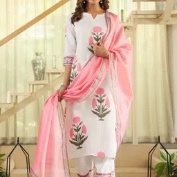Anni Designer Floral Printed Notch Neck Straight Kurta With Palazzos & Dupatta image 5
