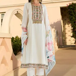 Indo Era Women Ethnic Motifs Embroidered Regular Kurta with Trousers & With Dupatta-picture-23