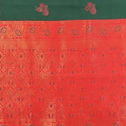 WOVENSTOCK Ethnic Motifs Woven Design Zari Kanjeevaram Saree with Unstitched Blouse Piece image 2