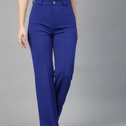 kotty Women Regular Fit Dark Blue Viscose Rayon Trousers image 1