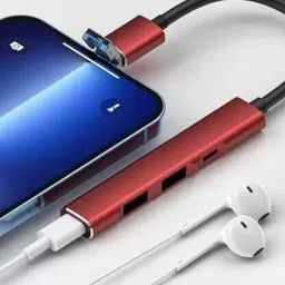 RuhZa Type C Hub Camera Reader 4 in 1 Compatible with iOS Devices Gaming Adapter image 2