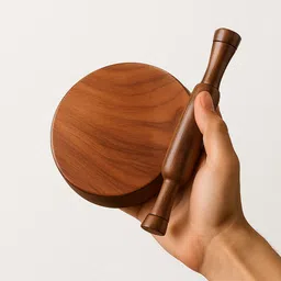 shine shopping Sheesham Wood Small Size Chakla Belan and Rolling Pin for Kids - 6 Inch-picture-27