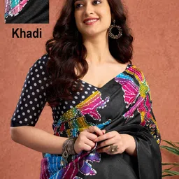 samah Floral Print, Printed Daily Wear Khadi Saree-picture-22