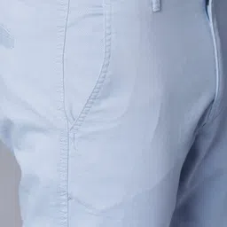 highlander Men Slim Fit Light Blue Cotton Blend Trousers image 4