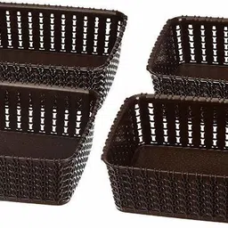 flipkart smartbuy Plastic Multipurpose Sturdy Woven Storage Baskets For Kitchen, Office, Cosmetics Storage Basket-picture-11