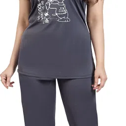 trade zone Women Night Suit Set Multicolor Graphic Print image 5