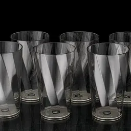 flipkart smartbuy (Pack of 6) Twisted Pattern Water Drinking Juice Plastic White Glass Set Water/Juice Glass image 2