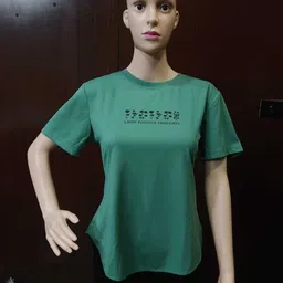 myo2 Women Solid Round Neck Polyester Light Green T-Shirt-picture-35