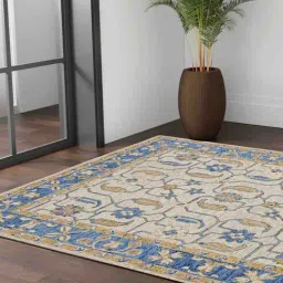 saraswati global Blue Persian Wool 5 ft x 8 ft Hand Tufted Carpet-picture-12