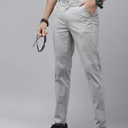 roadster Men Regular Fit Grey Lycra Blend Trousers image 1