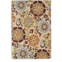joyrugs by littlelooms Buy Multicolor Wool And Art Silk Floral 5 x 7 Feet Hand Tufted Carpet image 2
