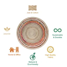 craft natural 90 cm X 90 Jute, Cotton Carpet image 5