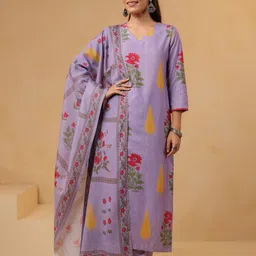 gosriki Women Viscose Rayon Kurta Pant Dupatta Set-picture-14