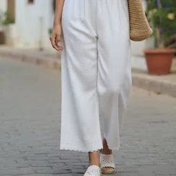 zainabcreatives Women Straight Fit White Cotton Blend Trousers-picture-13